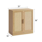 PexFix 36 Modulare Anrichte mit Stauraum, Farmhouse Buffet-Schrank mit Rattantüren für Wohnzimmer, Küche, Esszimmer, Diele, Natur