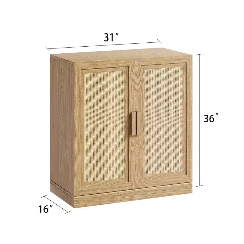PexFix 36 Modulare Anrichte mit Stauraum, Farmhouse Buffet-Schrank mit Rattantüren für Wohnzimmer, Küche, Esszimmer, Diele, Natur