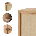 PexFix 36 Modulare Anrichte mit Stauraum, Farmhouse Buffet-Schrank mit Rattantüren für Wohnzimmer, Küche, Esszimmer, Diele, Natur