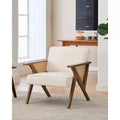 Accent Chair, Modern Armchair with Wood Legs,Linen Fabric Upholstered Lounge Arm Chair for Living Room, Bedroom