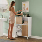 Wooden Storage Cabinet - Sideboard with Sliding Doors, Adjustable Shelves, Corner Cabinet, Compact Bookshelf