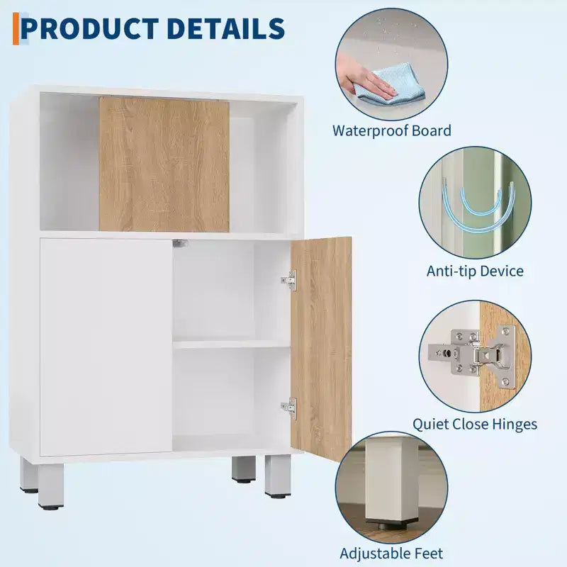 Holzschrank - Sideboard mit Schiebetüren, verstellbaren Einlegeböden, Eckschrank, kompaktes Bücherregal