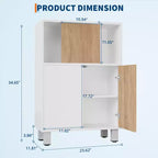 Holzschrank - Sideboard mit Schiebetüren, verstellbaren Einlegeböden, Eckschrank, kompaktes Bücherregal