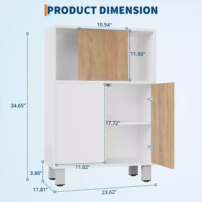 Holzschrank - Sideboard mit Schiebetüren, verstellbaren Einlegeböden, Eckschrank, kompaktes Bücherregal