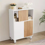 Holzschrank - Sideboard mit Schiebetüren, verstellbaren Einlegeböden, Eckschrank, kompaktes Bücherregal