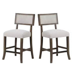 Royal Hampton Counter Stool Chair Set of 2, Dark Walnut Brown, Gray Seat
