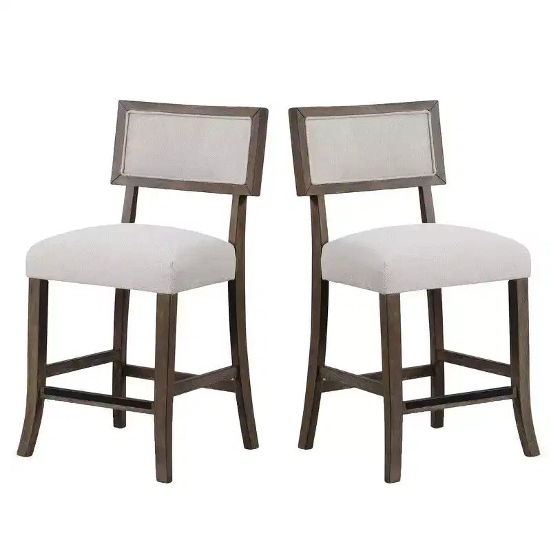 Royal Hampton Counter Stool Chair Set of 2, Dark Walnut Brown, Gray Seat
