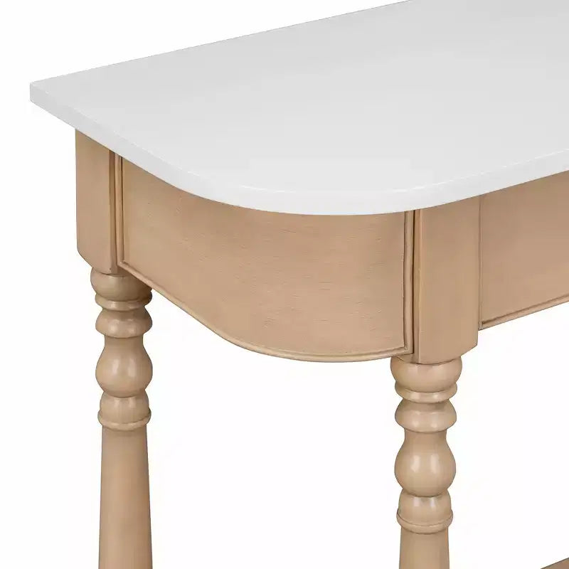 Vintage schmaler Konsolentisch mit Stauraum, Holz-Eingangstisch mit oberer Schublade und offenem Regal, Retro-Sofatisch für Eingangsbereich und Flur