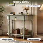 Vintage schmaler Konsolentisch mit Stauraum, Holz-Eingangstisch mit oberer Schublade und offenem Regal, Retro-Sofatisch für Eingangsbereich und Flur