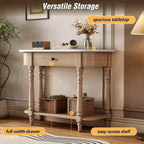 Vintage schmaler Konsolentisch mit Stauraum, Holz-Eingangstisch mit oberer Schublade und offenem Regal, Retro-Sofatisch für Eingangsbereich und Flur