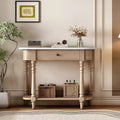 Vintage Narrow Console Table with Storage, Wood Entryway Table with Top Drawer and Open Shelf, Retro Sofa Table for Entryway and Hallway