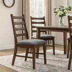 Royal Hampton Esszimmerstuhl, 2er-Set, mit Lehne, Sitzfläche Flachsleinen Dunkelgrau, Braun