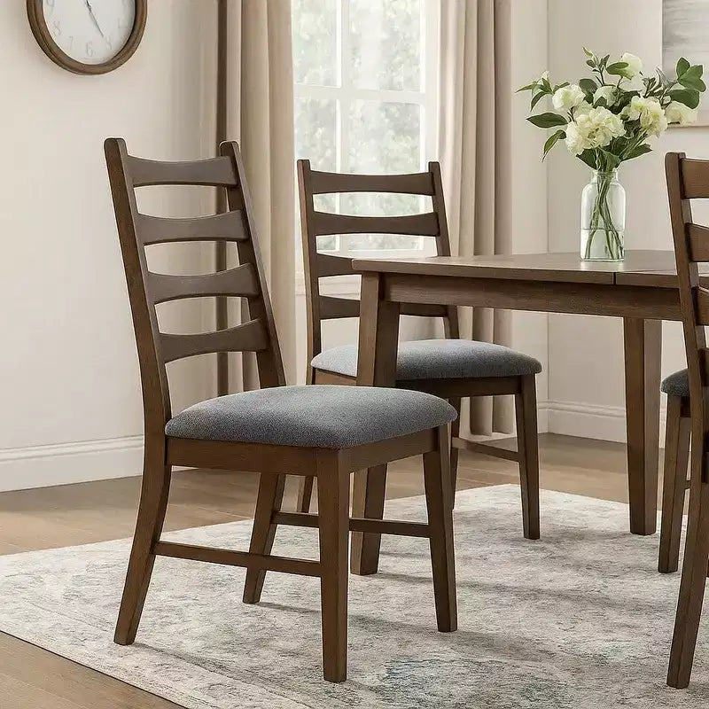 Royal Hampton Esszimmerstuhl, 2er-Set, mit Lehne, Sitzfläche Flachsleinen Dunkelgrau, Braun