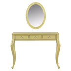 Luxuriöser Schminktisch mit 3-Schubladen-Konsole zur Aufbewahrung, Wandmontierter ovaler Spiegel, Elegante Beauty-Station für Schlafzimmer, Ankleidezimmer, Salon