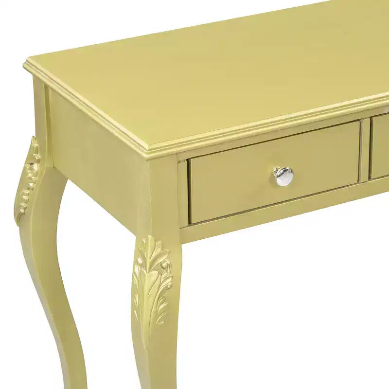 Luxuriöser Schminktisch mit 3-Schubladen-Konsole zur Aufbewahrung, Wandmontierter ovaler Spiegel, Elegante Beauty-Station für Schlafzimmer, Ankleidezimmer, Salon