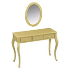 Luxuriöser Schminktisch mit 3-Schubladen-Konsole zur Aufbewahrung, Wandmontierter ovaler Spiegel, Elegante Beauty-Station für Schlafzimmer, Ankleidezimmer, Salon