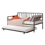 Royal Hampton Tagesbett mit Ausziehliege, schwarzes, offenes Metallgestell mit Lattenrost