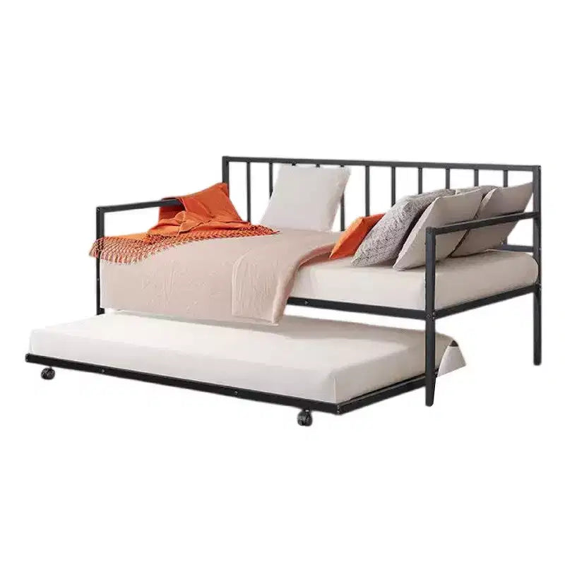 Royal Hampton Tagesbett mit Ausziehliege, schwarzes, offenes Metallgestell mit Lattenrost