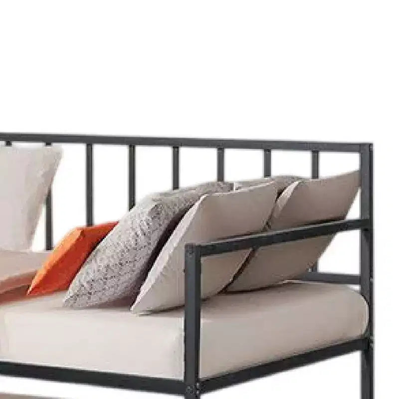 Royal Hampton Tagesbett mit Ausziehliege, schwarzes, offenes Metallgestell mit Lattenrost