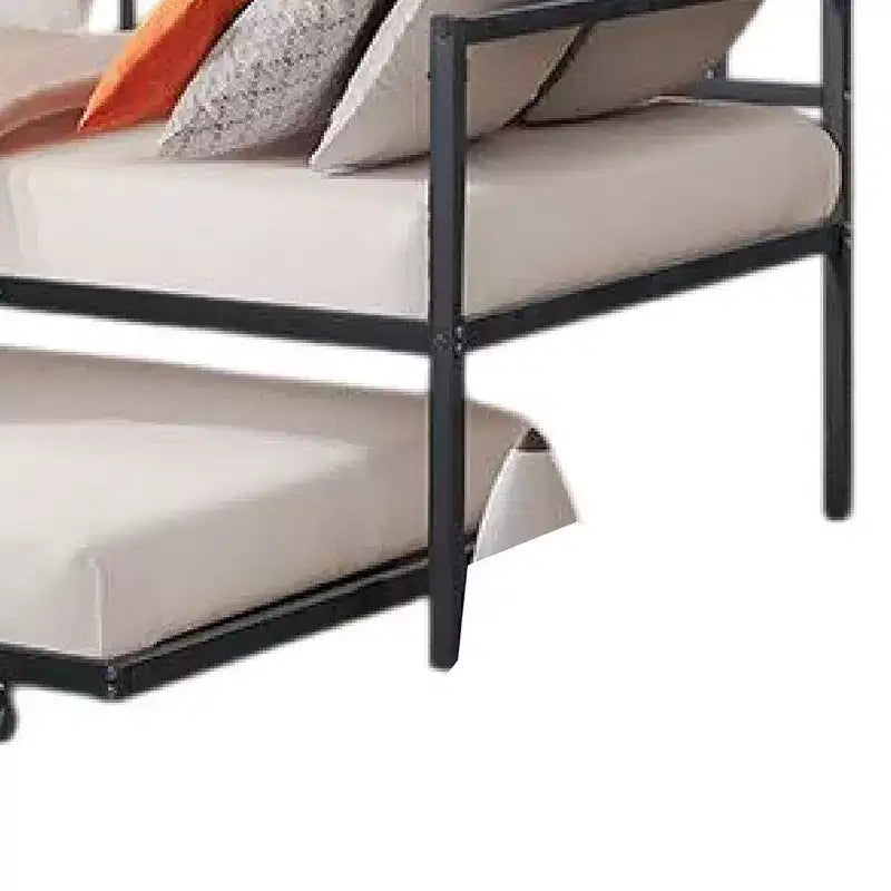 Royal Hampton Tagesbett mit Ausziehliege, schwarzes, offenes Metallgestell mit Lattenrost