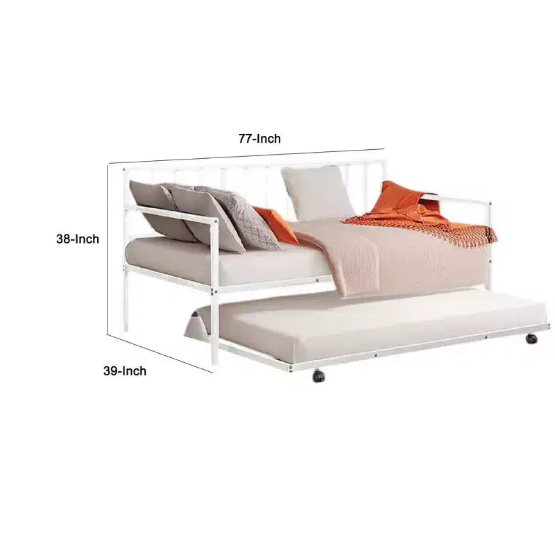 Royal Hampton Tagesbett mit Ausziehliege, schwarzes, offenes Metallgestell mit Lattenrost