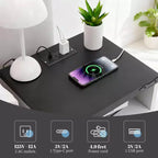 COZONY Nachttisch mit Ladestation, 2 Wechselstromanschlüssen und 2 USB-Anschlüssen, Nachttisch im Industriestil mit 2 Schubladen für das Schlafzimmer