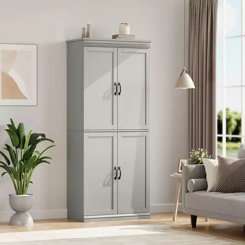 70Freestanding Kitchen Pantry Storage Cabinet, Tall Storage Cabinet with Doors and Adjustable Shelves, for Bathroom, Dining Room, Living Room
