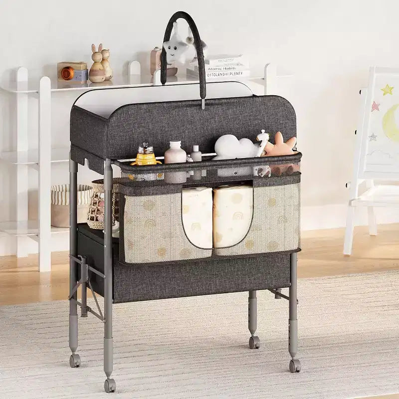 Baby Changing Table, Versatile Folding Changing Table, Waterproof Diaper Changing Station with 2 Drawers, Mobile Nursery for Infant and Newborn
