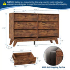 6-Schubladen-Kommode für Schlafzimmer, 120 cm breite Mid-Century-Kommode, TV-Lowboard aus Holz, für Schlafzimmer, Wohnzimmer, Flur
