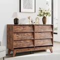 6-Drawer Dresser for Bedroom, 47.2 in Wide Mid Century Chest of Drawers, Wooden Dresser TV Stand, for Bedroom, Living Room, Hallway