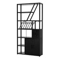 Wine Bar Cabinet, Tall Coffee Bar Station, Microwave Stand with Storage, Farmhouse Coffee Bar Cabinet Station with Wine Rack, Goblet Holder