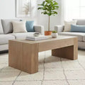 Homy Casa 49 Rustic Engineered Wood Coffee Table for Living Room, Natural Brown