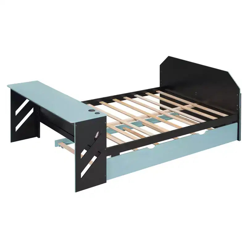 Luxystar Daybed in voller Größe mit integriertem Schreibtisch, USB-Ladeanschluss und ausziehbarem Twin-Bett, platzsparendes multifunktionales Bett für Gästezimmer und Gaming