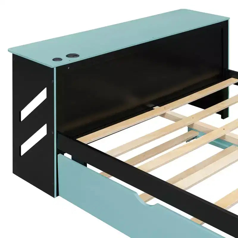 Luxystar Daybed in voller Größe mit integriertem Schreibtisch, USB-Ladeanschluss und ausziehbarem Twin-Bett, platzsparendes multifunktionales Bett für Gästezimmer und Gaming
