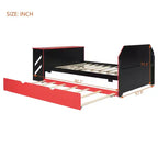 Luxystar Daybed in voller Größe mit integriertem Schreibtisch, USB-Ladeanschluss und ausziehbarem Twin-Bett, platzsparendes multifunktionales Bett für Gästezimmer und Gaming