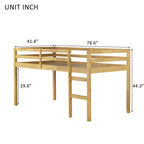 MAYEERTY Doppel-Hochbett aus massivem Kautschukholz mit Leiter, Bettplattform mit verstärkten Latten für das Wohnzimmer, Beige