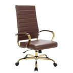 HomeStock 36 in.H Adjustable Height Brown Faux Leather Seat Material with Adjustable Tilt Office Chairs