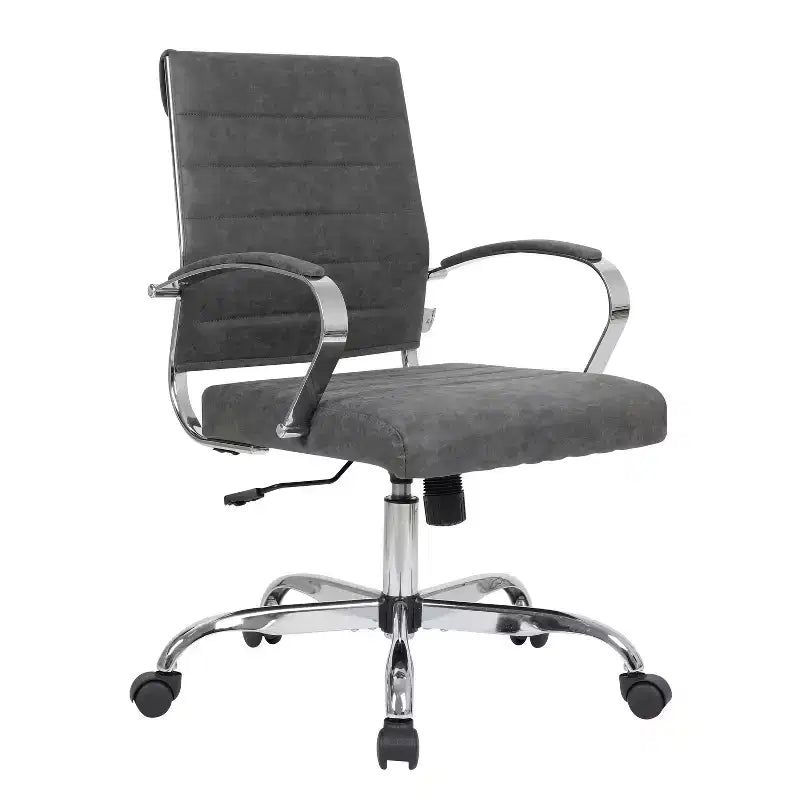 HomeStock 38.6 in.H Fixed Height Black Faux Leather Seat Material with Casters/Wheels Office Chairs