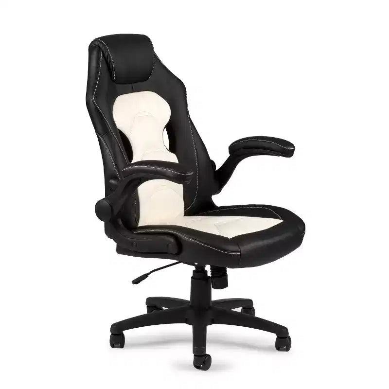 HomeStock 41 in.H Adjustable Height Black Faux Leather Seat Material with Swivels Office Chairs