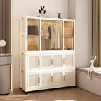 Whisen Wardrobe Closet Storage Organizer, Clothes Dresser, 9 Magnetic Doors-9 Cubes & 1 Hanging Rod, 6 pcs Hangers