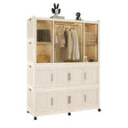 Whisen Kleiderschrank Organizer, Kommode, 9 Magnettüren – 9 Fächer & 1 Kleiderstange, 6 Kleiderbügel