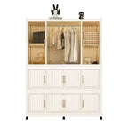 Whisen Kleiderschrank Organizer, Kommode, 9 Magnettüren – 9 Fächer & 1 Kleiderstange, 6 Kleiderbügel