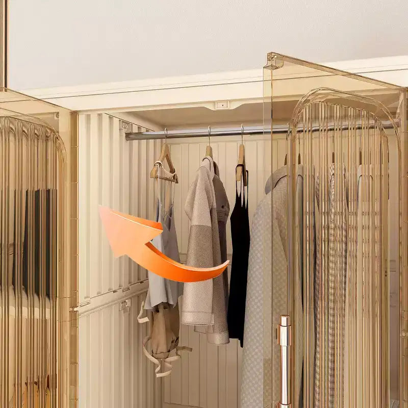 Whisen Kleiderschrank Organizer, Kommode, 9 Magnettüren – 9 Fächer & 1 Kleiderstange, 6 Kleiderbügel