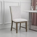 Royal Hampton Side Dining Chair Set of 2, Oak Brown Wood, Gray Fabric and Foam