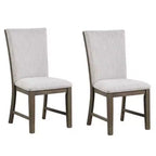 Royal Hampton Beistellstühle 2er-Set, Eiche braun, grauer Stoff und Schaumstoff