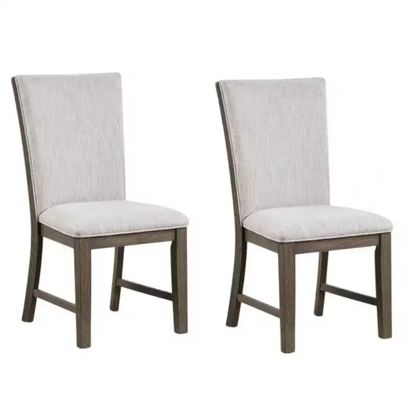 Royal Hampton Beistellstühle 2er-Set, Eiche braun, grauer Stoff und Schaumstoff