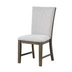 Royal Hampton Beistellstühle 2er-Set, Eiche braun, grauer Stoff und Schaumstoff