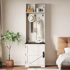 Schuhschrank im Landhausstil für den Eingangsbereich mit kompakter Garderobe mit 5 Kleiderhaken, inklusive Schuhaufbewahrung, ideal für Eingangsbereiche und Flure.