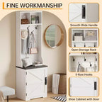 Schuhschrank im Landhausstil für den Eingangsbereich mit kompakter Garderobe mit 5 Kleiderhaken, inklusive Schuhaufbewahrung, ideal für Eingangsbereiche und Flure.