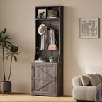 Schuhschrank im Landhausstil für den Eingangsbereich mit kompakter Garderobe mit 5 Kleiderhaken, inklusive Schuhaufbewahrung, ideal für Eingangsbereiche und Flure.